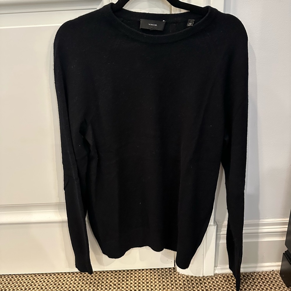 Vince Men’s Wool-Cashmere Blend Crewneck Sweater- Small- Black